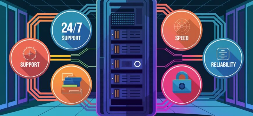 Современные серверы с элементами цифровых данных, символизирующие надёжность и профессионализм хостинга AdminVPS.