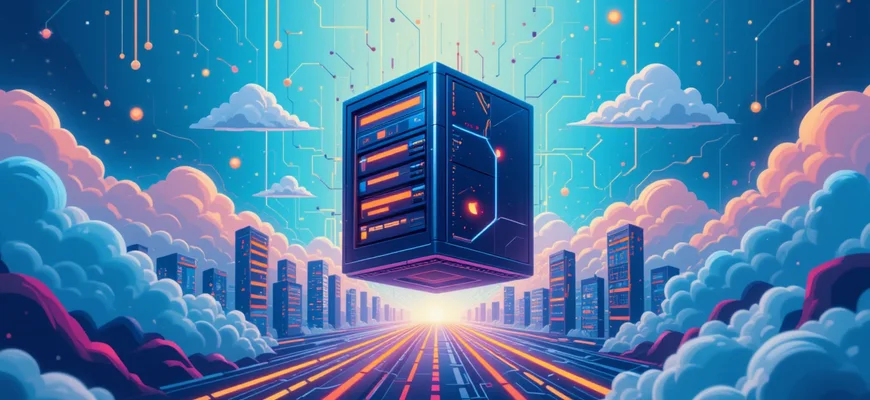 Футуристический сервер FirstVDS над цифровым городом