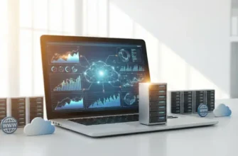 Обзор хостинга Reg.ru с лидирующим сервером на фоне панели управления и облачной инфраструктуры